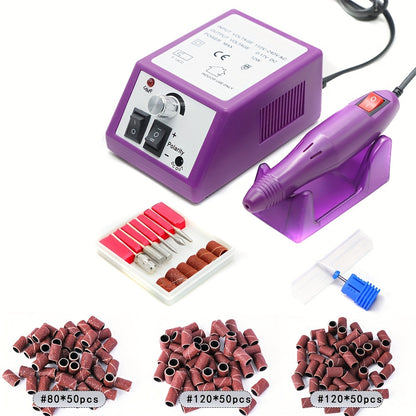 Professional Nail Drill Kit 20000RPM with 6 Drill Bits & 50 Sanding Bands — Electric Manicure Pedicure Machine Low Noise Dual-Hand for Acrylic Gel Natural Nails, Home & Salon Nail File Set, 8-in-1 Option