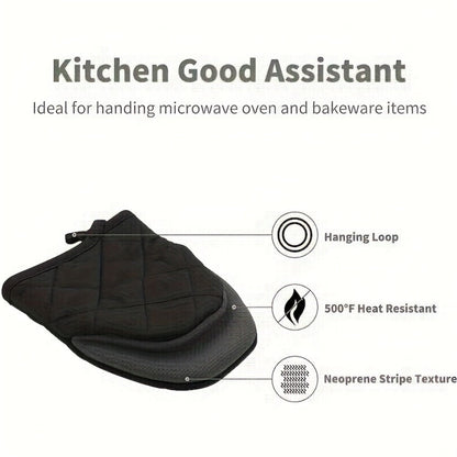 Oven Mitts 2 Pack Heat Resistant Kitchen Gloves - Non-Slip Multi-Ply Durable Cooking Baking Gloves Food Safe for BBQ Grilling Thanksgiving Christmas Holiday Kitchen Gift