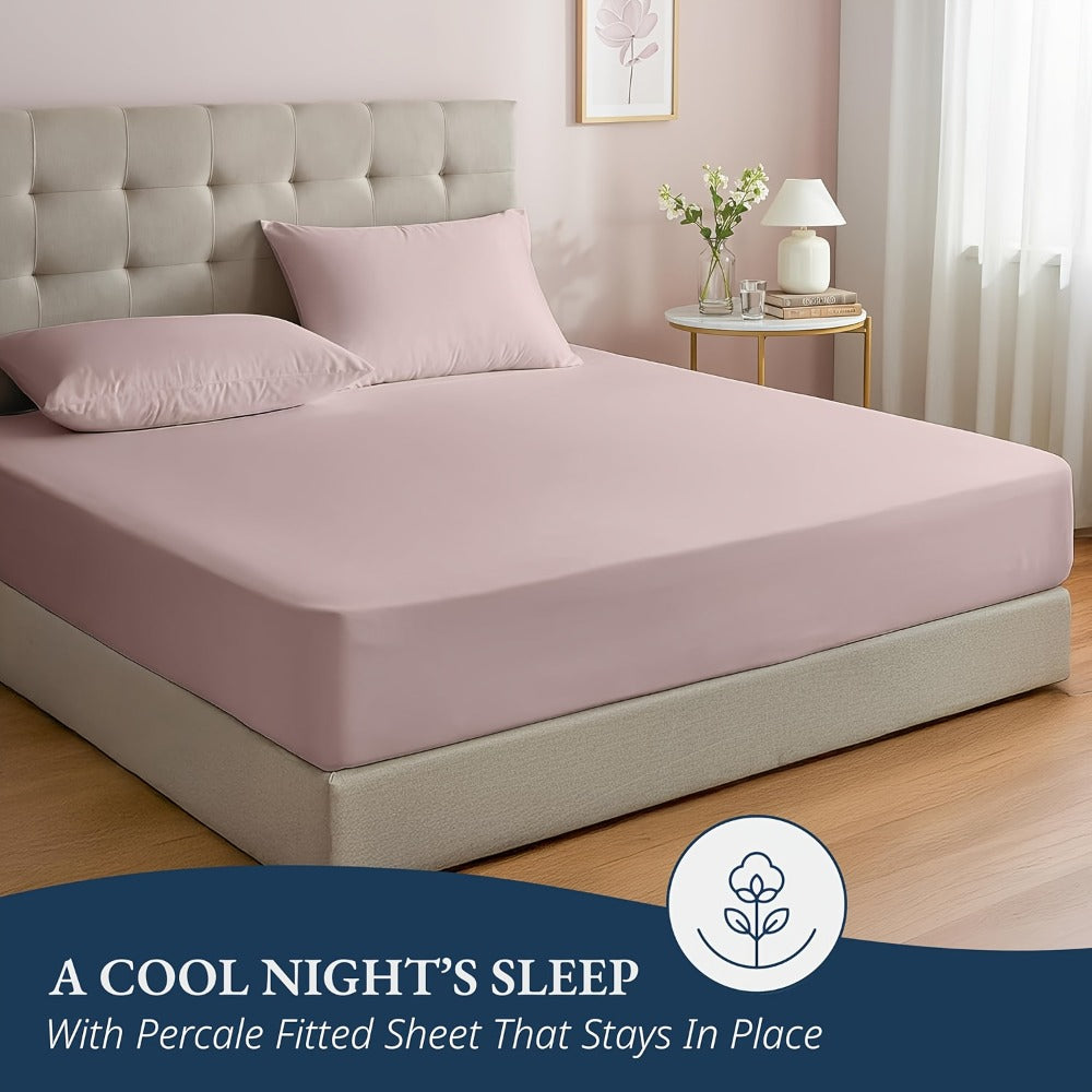 Three-Piece Fitted Sheet Set in Twelve Colors with Exact Twin, Full, Queen and King Size Options