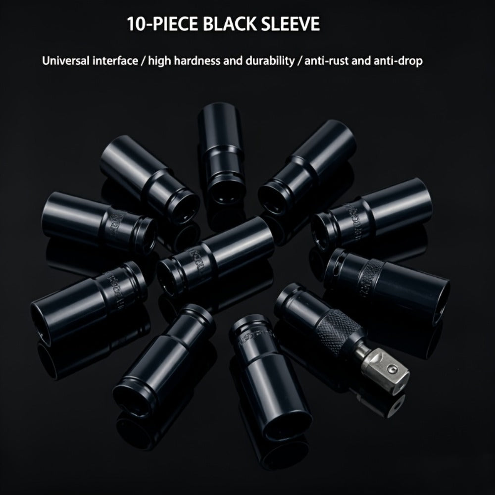 1/2 Inch Deep Impact Socket Set – Chrome Vanadium Steel for Tire Removal, Mechanical Repairs & Car Maintenance | Compatible with Electric & Pneumatic Impact Drills | Green & Black Case