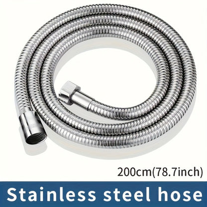 Flexible Stainless Steel Shower Hose Electroplated - Round Shape, Wall-Mounted Easy Install, for Rainfall Shower Heads & Sprayers, 59" / 78.7" / 118" Length Options, Chrome Finish