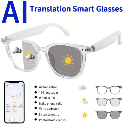 Smart Glasses Translation Eyewear with 160 Listed Languages, Open-Ear Audio and Four Frame Options