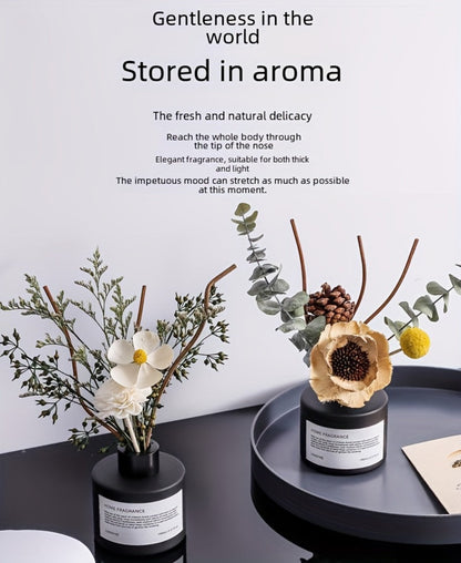 Reed Diffuser with Real Flowers & Essential Oil - Long-Lasting Home Fragrance Scent Sticks for Bedroom Bathroom Living Room, Jasmine Gardenia Sandalwood Citrus