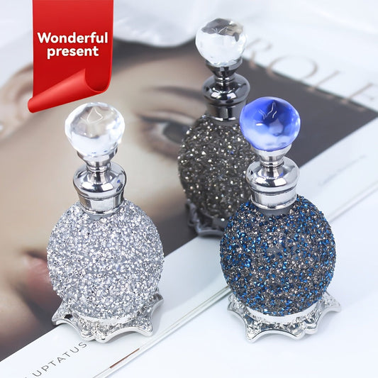 Perfume Bottle Refillable Atomizer 0.51oz, Vintage Imitation Crystal Arabic Style Empty Essential Oil Spray Bottle, Portable Travel Perfume Decanter for Dressing Table Home Decoration Gift