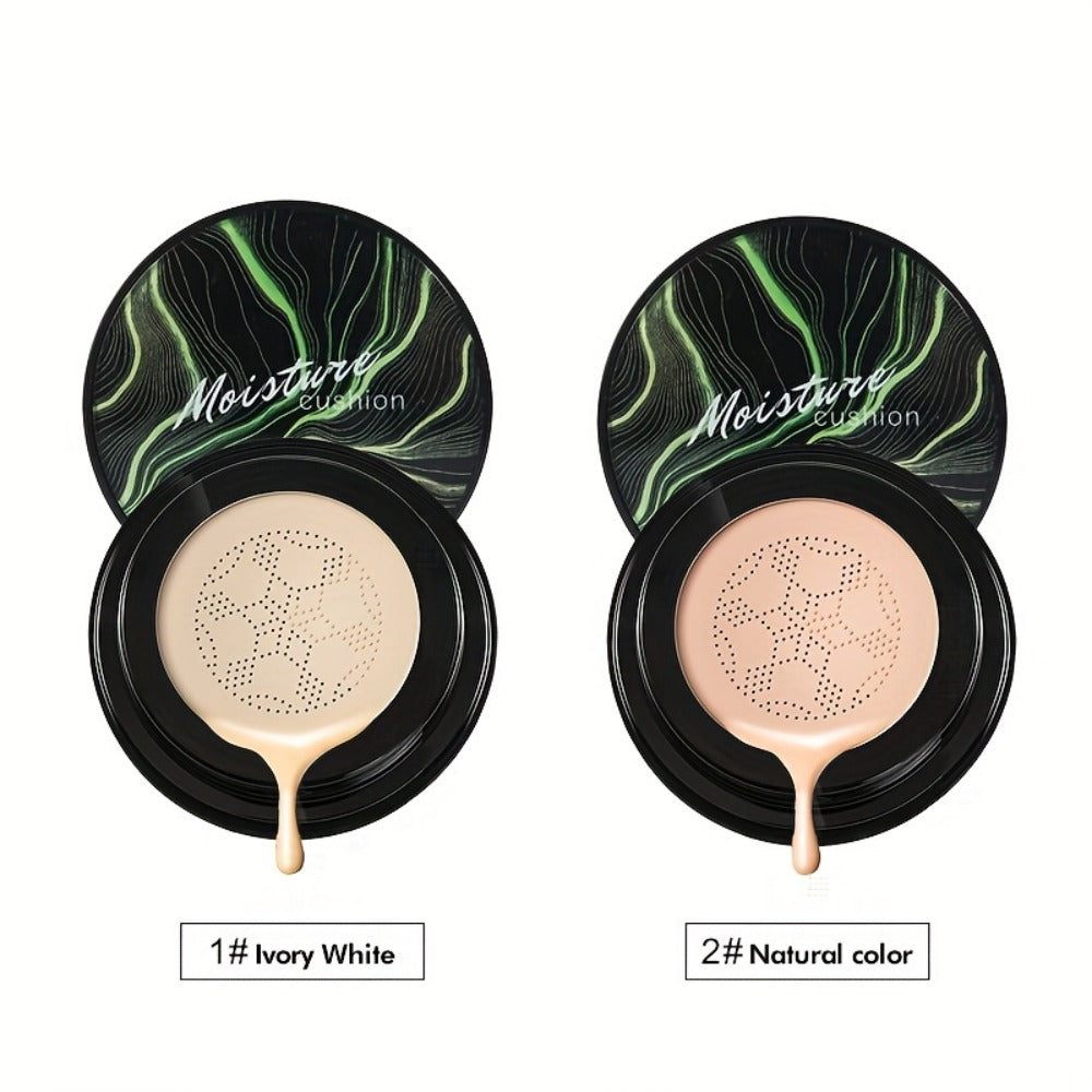 Mushroom Head Air Cushion Foundation 2pcs BB CC Cream Set Hydrating Waterproof Buildable Coverage Pore Invisible Long Lasting Natural Dewy Finish Face Makeup for Women