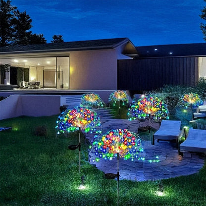 Solar Firework Garden Stake Lights with 90 to 520 LEDs, Two Colors and Multiple Pack Sizes