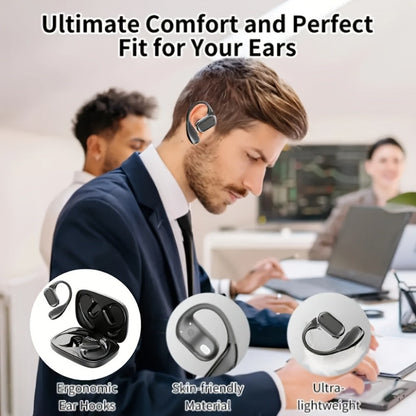 PAVUN Bluetooth 5.4 Open Ear Wireless Earbuds, ENC Noise Cancelling 9D Stereo Bass Sport Earphones, 24H Playtime Lightweight On-Ear Headphones with Mic for iOS Android Work Gym Daily Use