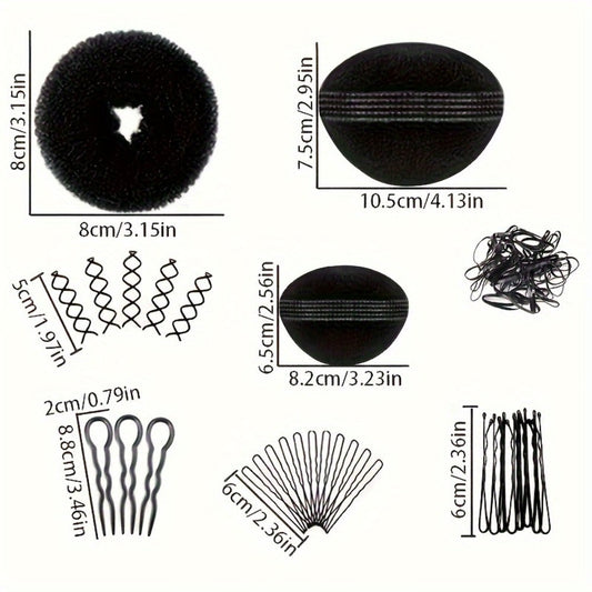 51-Piece Hair Styling Tool Set Braiding Kit with Clips Donut Bun Maker Hair Pins Curlers Braid Accessories for Women Bridal Wedding Updo Special Occasion Gift