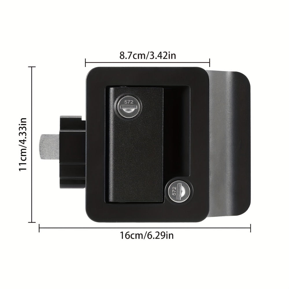 RV Door Lock Replacement – Travel Trailer Entry Door Lock with Deadbolt, Fits 2-3/4" x 3-3/4" Hole, 1-1/4" to 1-1/2" Door Thickness, Zinc Alloy, Includes 4 Keys, Compatible with Cargo & Horse Trailers