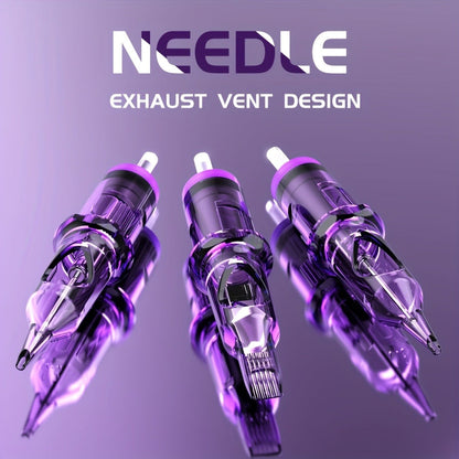 Round Shader Tattoo Cartridge Needles 50pcs Mixed Set — 03RS 05RS 07RS 09RS 11RS, Individually Sealed, Universal Fit for All Tattoo Machines, for Artists & Beginners