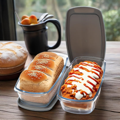 Glass Loaf Pan Set with Lids, 4pcs Stackable 1.9 QT Bread Baking Dish with Airtight Lid, Oven Microwave Dishwasher Safe Glass Food Storage Container for Bread, Cake, Meal Prep