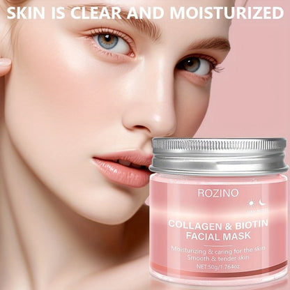 Biotin Collagen Face Mask 50g, Hydrating Anti-Aging Skin Firming Mask, Day & Night Brightening Treatment, Smooths Wrinkles & Plumps Skin for Youthful Radiant Complexion – Ideal Skincare Gift for Women