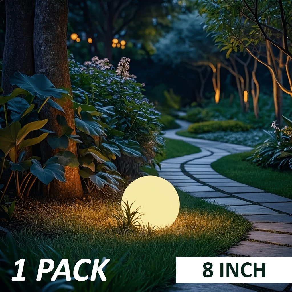 Solar Outdoor Lights 8-Inch RGB Globe with Remote, 16 Colors, 8 Brightness Levels and 4 Effects