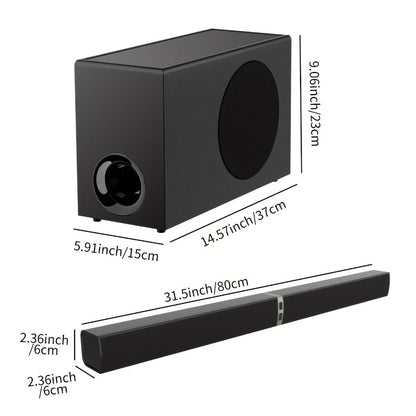 Soundbar with Subwoofer 2.1CH Home Theater Sound Bar for Smart TV, Deep Bass Wireless Bluetooth 5.0