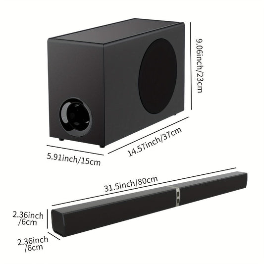 Soundbar with Subwoofer 2.1CH Home Theater Sound Bar for Smart TV, Deep Bass Wireless Bluetooth 5.0, ARC Optical AUX, Detachable Tower Speakers, Infrared Remote, for Movies Music Gaming