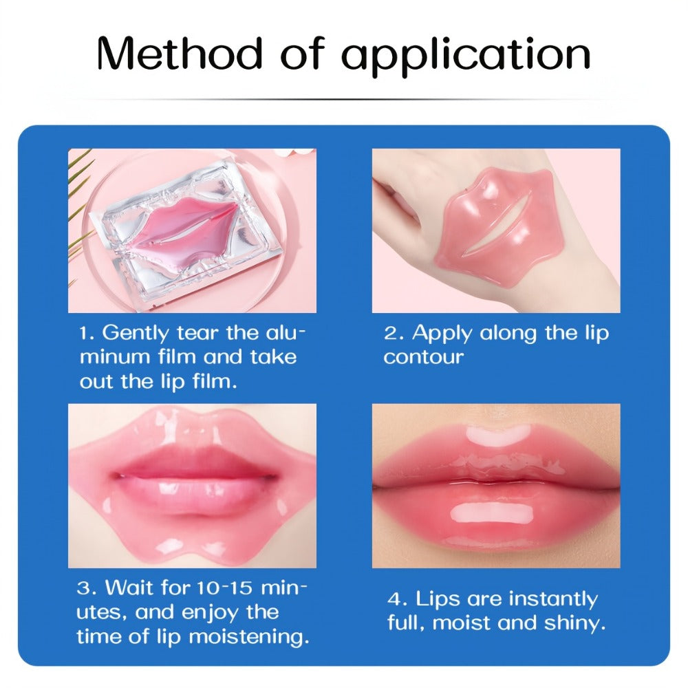 Lip Mask 50 Pcs Crystal Pink Hydrating Patches – Deep Moisturizing Lip Treatment for Dry Dull Lips, Plumping Lip Care Gift Set for Women Mothers Bulk Party Favor