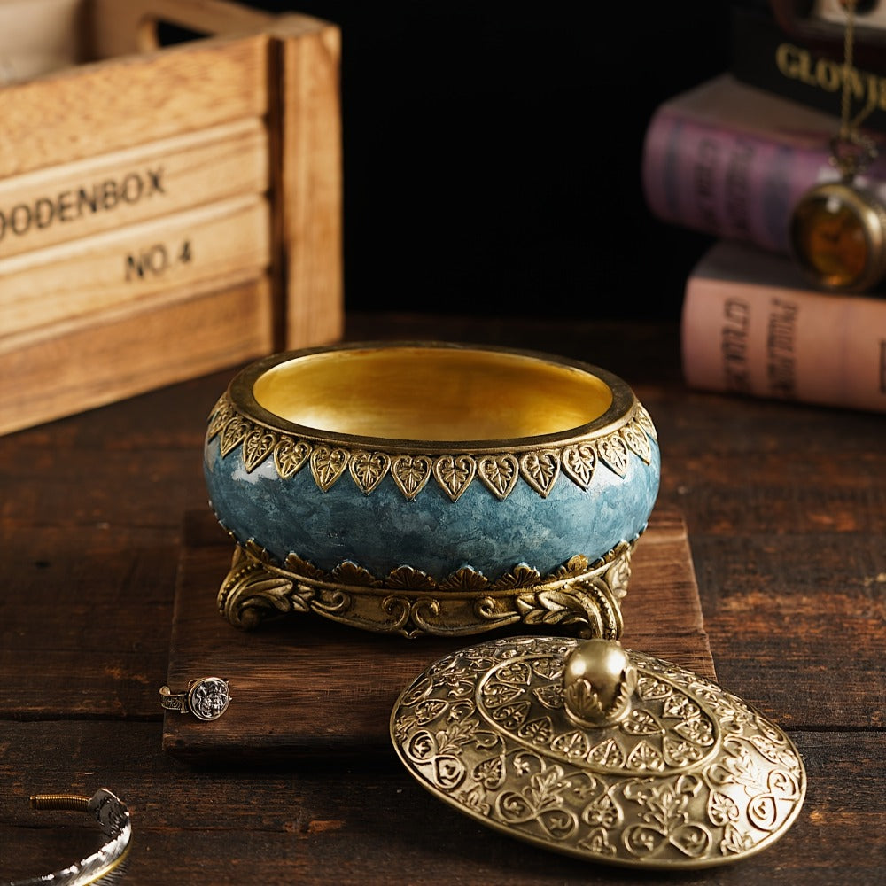 Jewelry Organizer Ornate Lidded Storage Box in Red, White or Blue for Rings, Earrings and Bracelets