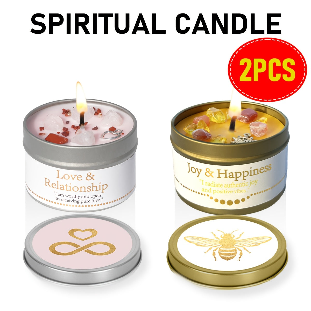 3oz Decorative Tin Candle or Two-Piece Crystal and Guidance Card Set with Multiple Label Pairings
