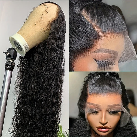 Loose Curly Wave Lace Front Wig 13x4 Synthetic Glueless Pre Plucked Heat Resistant Natural Hairline – Women 22 24 32 34 Inch Color 1B | Daily Wear Party Wedding Gift