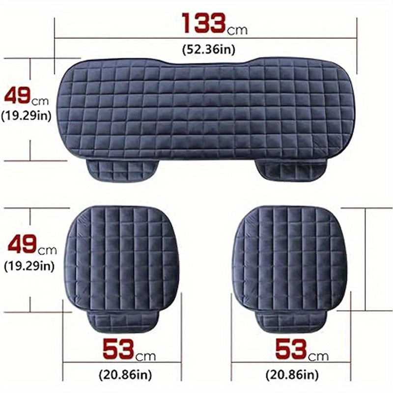 Car Seat Cushion Plush Plaid – Memory Foam, Non-Slip, Soft & Breathable, Universal Fit, Hand Washable, Front & Rear Options (Black / Khaki)