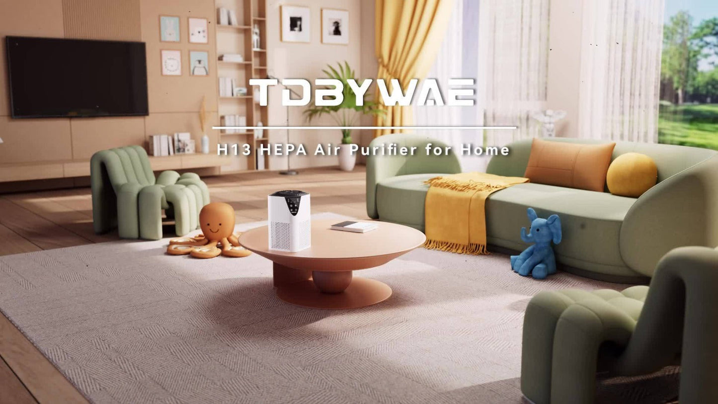 Air Purifier TDBYWAE with H13 Three-Stage Filter, 1750 Sq Ft Source Value, PM2.5 LCD, 25dB Mode and Timers