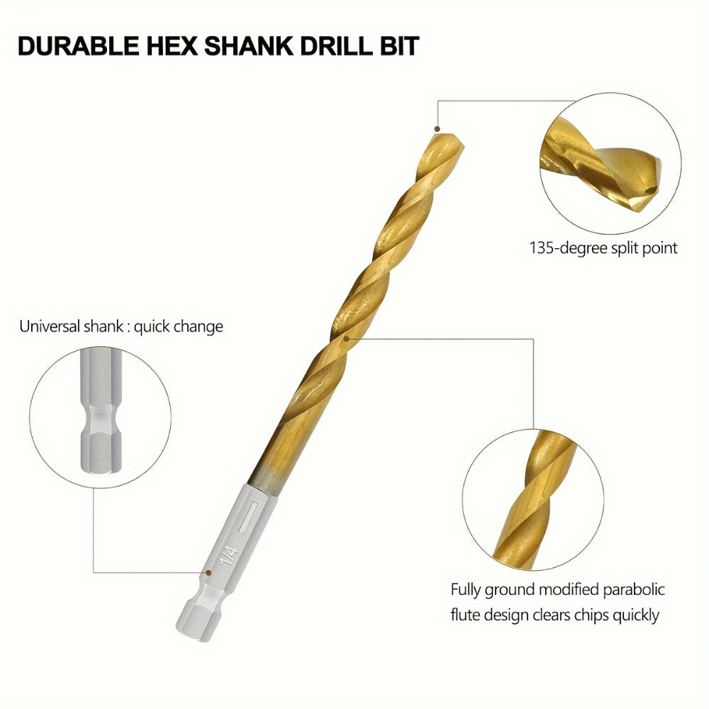 30-Piece HSS Drill Bit Set with Titanium-Coating Label, 1/16-1/2-Inch Range and Fitted Gray Case