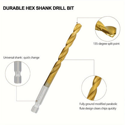 30-Piece HSS Drill Bit Set with Titanium-Coating Label, 1/16-1/2-Inch Range and Fitted Gray Case