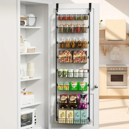 Over-the-Door Organizer Rack in 6- or 8-Tier Options with White or Black Frame Size Choices