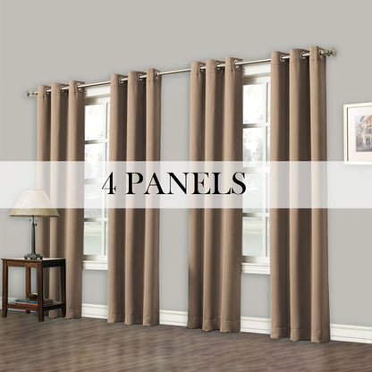 Blackout Curtains Grommet Top Room Darkening Window Drapes 4 Panels Set Living Room Bedroom