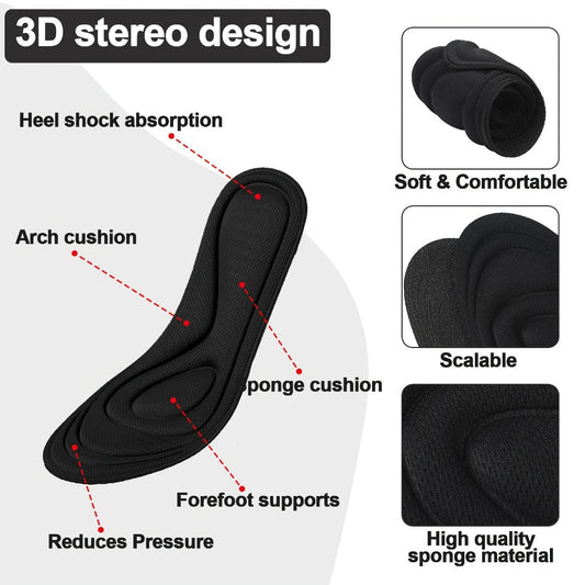 Shoe Insoles 8 Pairs 3D Cushioning Inserts for Men Women Sponge Replacement Innersoles for Work Boots Sneakers Everyday Shoes Sizes 6-11 Classic Colors