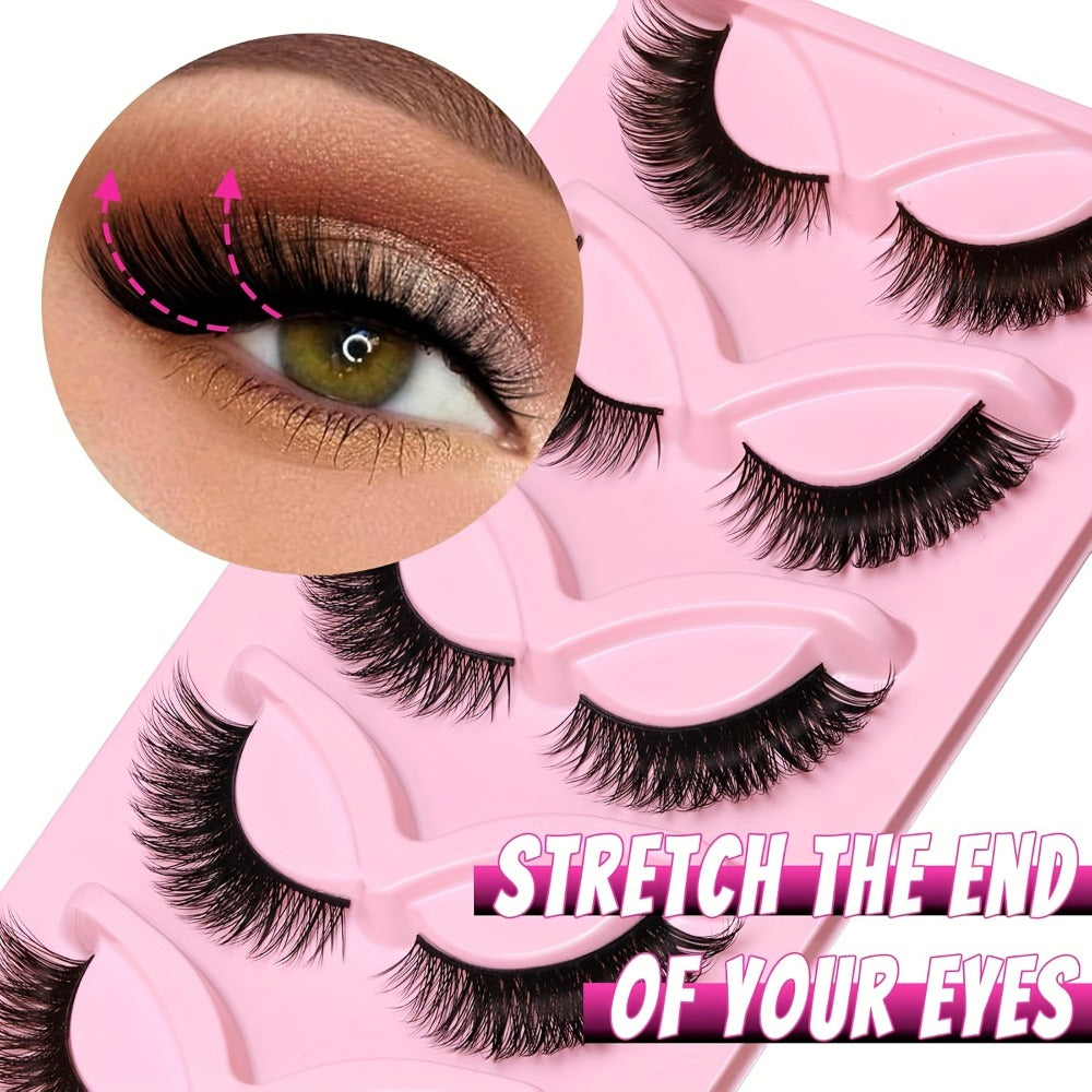 Wispy Cat Eye False Eyelashes 30 Pairs Long Voluminous Reusable Strip Lashes with Flexible Clear Band – Dramatic Eye Makeup for Parties, Date Night & Everyday Wear