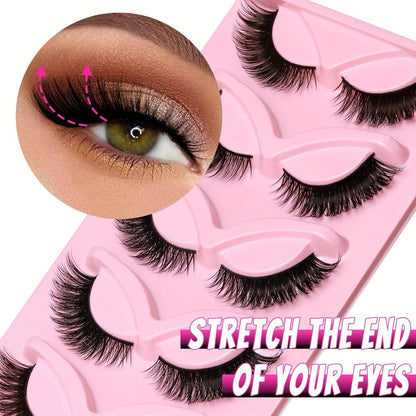 Wispy Cat Eye False Eyelashes 30 Pairs Long Voluminous Reusable Strip Lashes with Flexible Clear Band – Dramatic Eye Makeup for Parties, Date Night & Everyday Wear