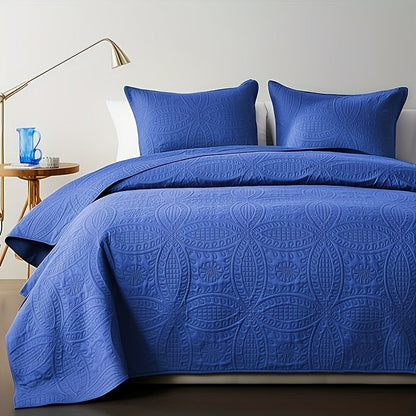 Quilt Set Bedspread with Pillowcases - Lightweight Microfiber Coverlet Twin Full Queen King, Soft Breathable Coin Pattern Comforter Set for Bedroom Dorm School