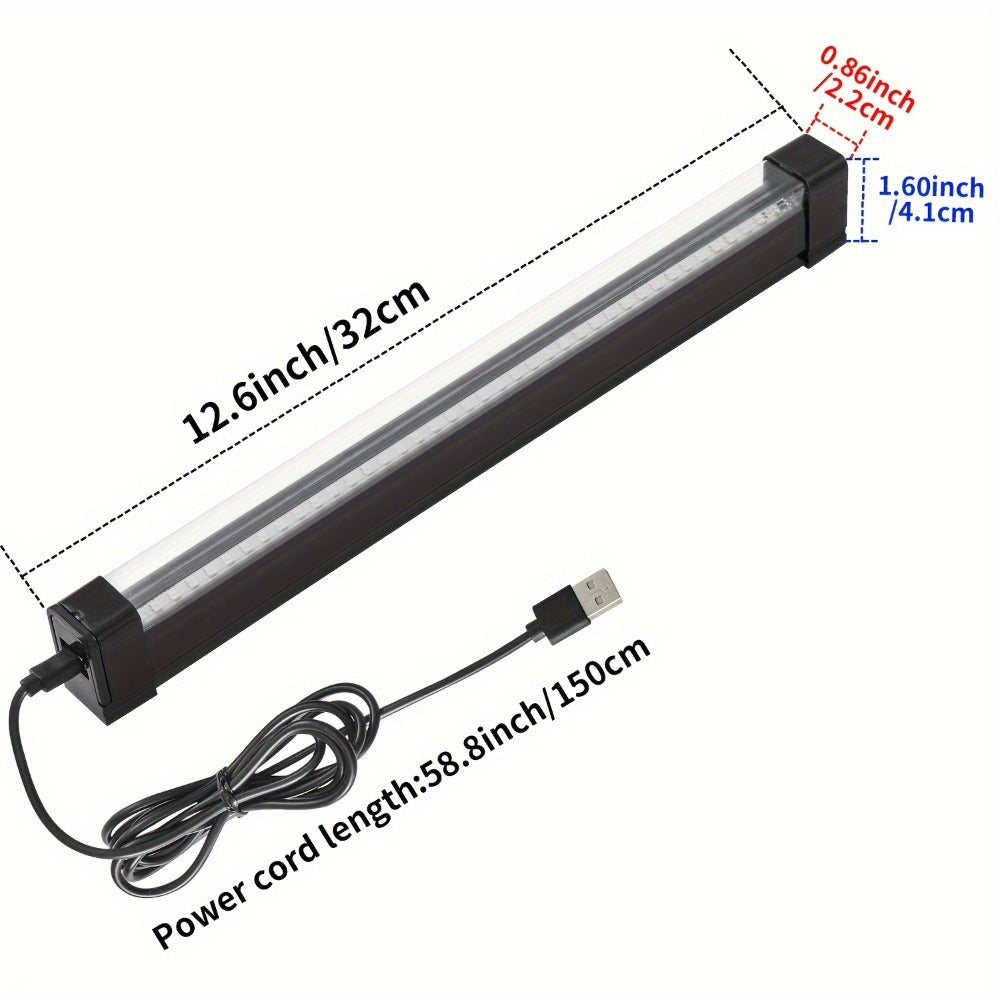 Compact USB UV Black-Light Bar Set with Pictured LED Rows, Inline Controls and 5-, 6-, 7- or 8-Pack Options
