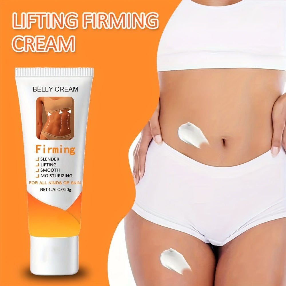 Body Moisturizer 50g Belly Cream in Squeeze Tube with White Cream Texture for Abdomen, Buttocks and Thigh Massage
