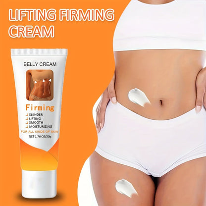 Body Moisturizer 50g Belly Cream in Squeeze Tube with White Cream Texture for Abdomen, Buttocks and Thigh Massage