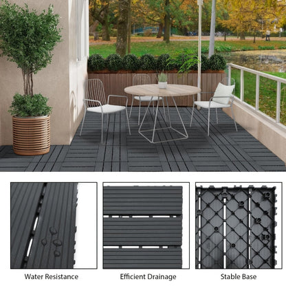 Interlocking Deck Tiles 44pcs 12"x12", Waterproof Outdoor Patio Flooring Tiles, PP Plastic Interlocking Floor Tiles for Balcony Pool Backyard Terrace, Easy Install All-Weather Anti-Slip Deck Tiles Grey