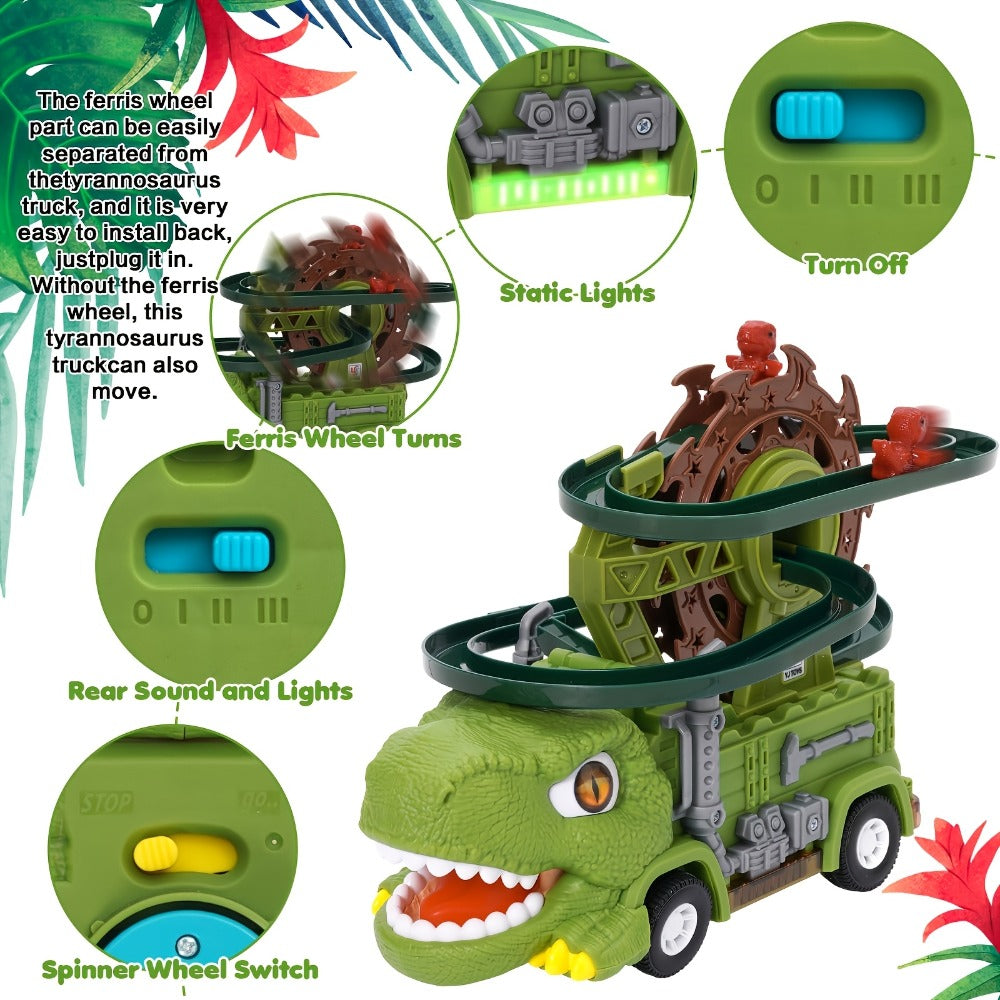 Toddler Dinosaur Track Set Orbital Triceratops Electric Stair Slide Roller Coaster Toy with Lights & Music | Sensory Learning Toy for Boys Ages 1 2 3 | Best Toddler Birthday Christmas Gift