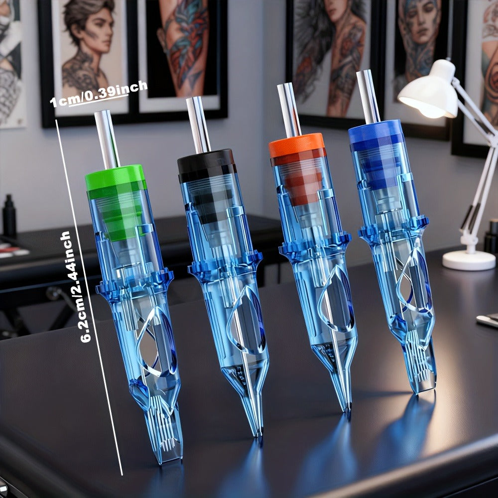 Mixed Tattoo Cartridge Needles 50pcs 10 Types Assorted - Round Liner Shader Magnum Weaved Mag RL RS RM WM Disposable Single-Use Stainless Steel, Complete Variety Pack for Artists & Beginners All Styles