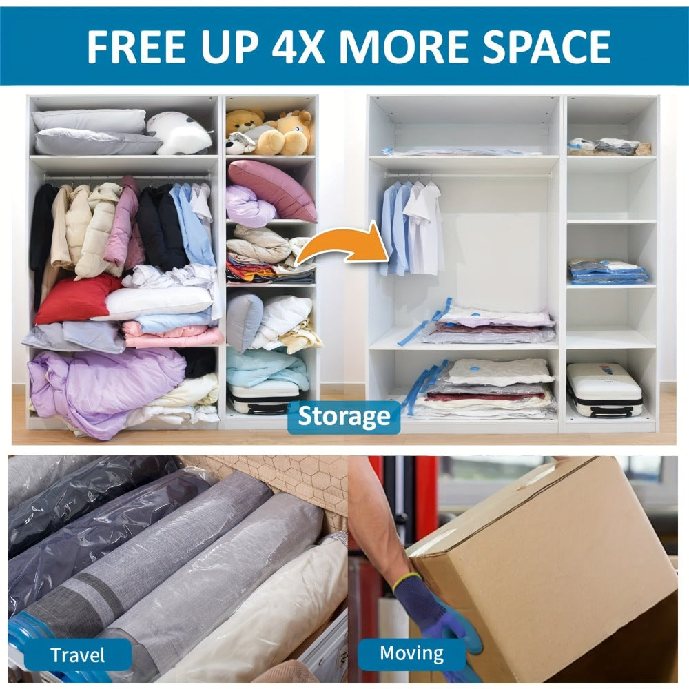 Vacuum Storage Bags Space Saver Bags for Clothes Comforters Bedding Travel Luggage – Extra Thick Jumbo Seal Bags 4pcs 8pcs 10pcs 12pcs 20pcs 30pcs