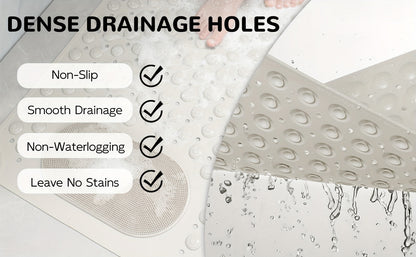 Non-Slip Bath Mat with Massage Texture Extra Large Shower Tub Mat Anti-Slip Bathtub Mat