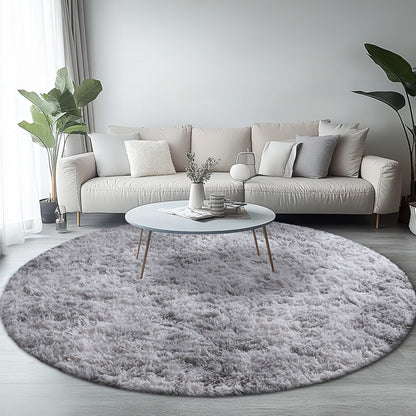 Area Rug, Round Shaggy Plush Carpet in Seven Colors and 4-, 5- or 6-Foot Diameters with Spot-Clean Care