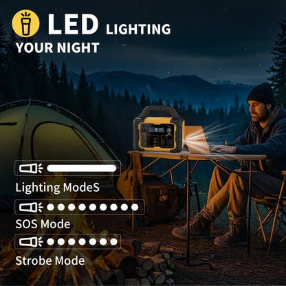 Camping Power Station 294Wh 300W (Peak 600W) – 120V AC Outlets, DC Ports, LED Flashlight, Lithium Battery Backup for Home, Travel, Outdoor & Blackout Emergencies