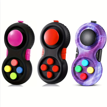 Three-Pack Handheld Fidget Controller Toys with Buttons, Roller and Five Multicolor Checkout Sets