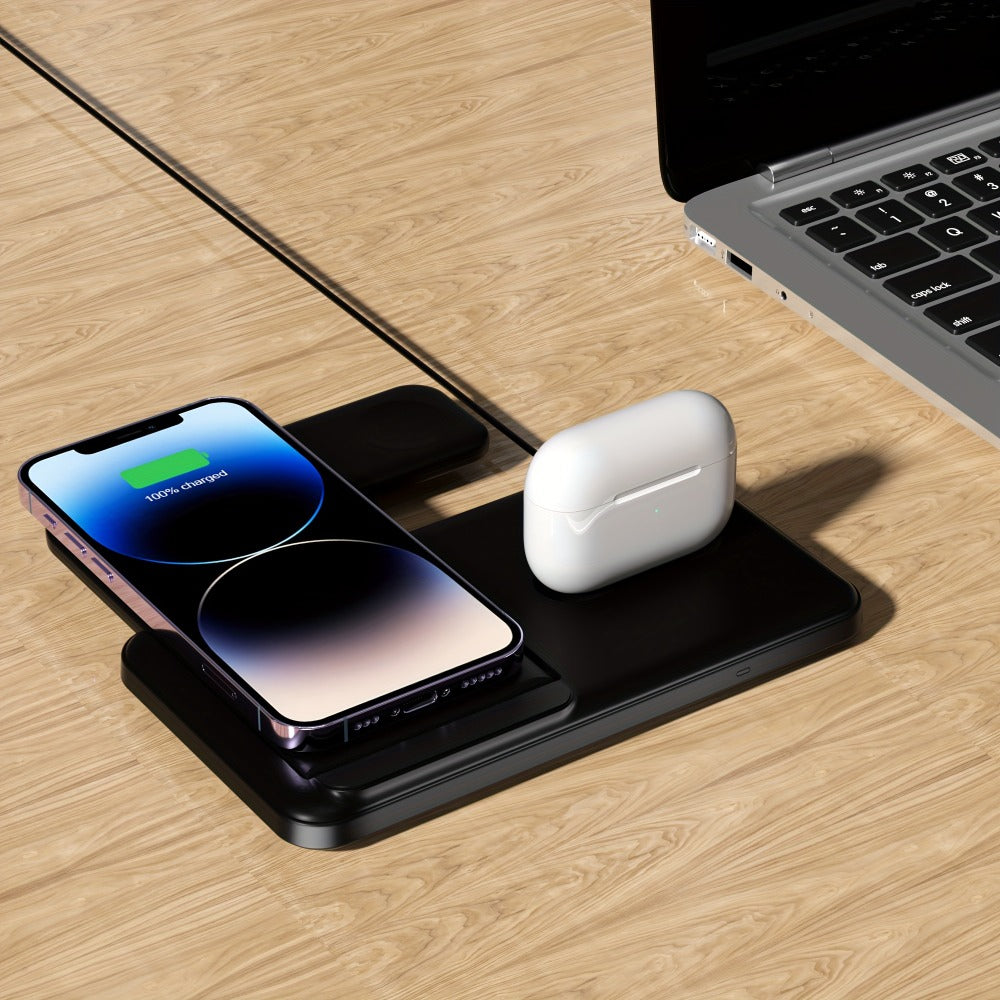 Wireless Charging Station, USB-C 3-in-1 Upright Dock for iPhone, Apple Watch and AirPods Models
