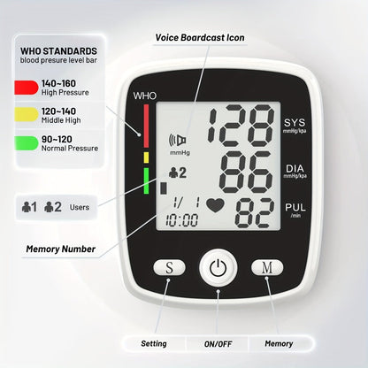 Wrist Blood Pressure Monitor Rechargeable - Digital BP Monitor with Large LCD, Voice Broadcast, 2×99 Memory & USB Charging
