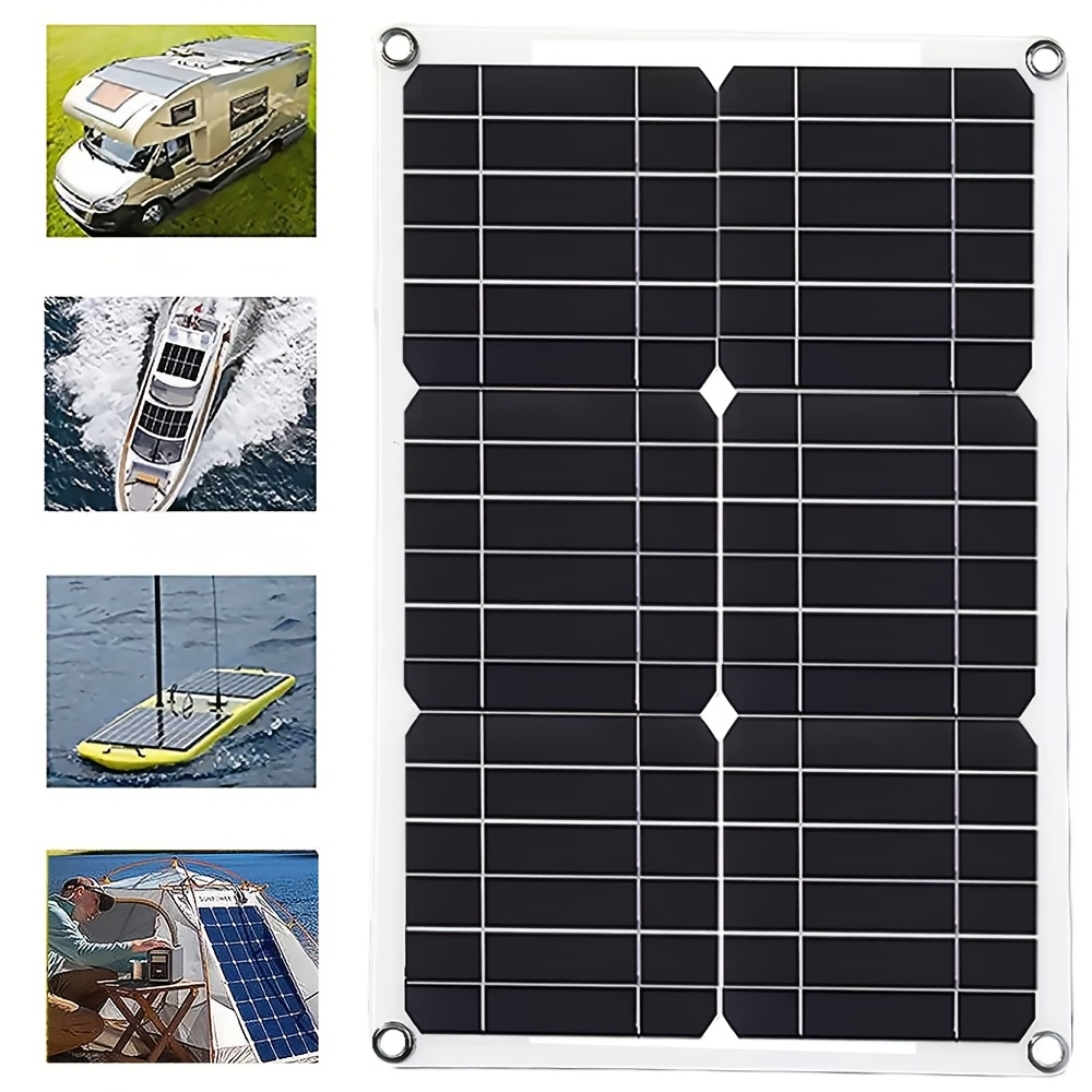 Solar Panel Kit 12V Monocrystalline | Solar Charge Controller, Battery Clips, Extension Cable, USB Ports for Car, Boat, RV, Motorcycle, Camping, Emergency Battery Charging