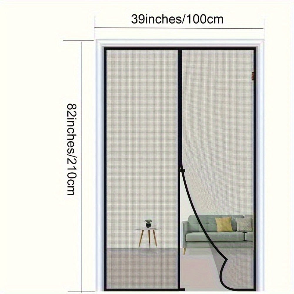 Black Magnetic Screen Door with Mesh Curtain, Metal Frame and Self-Closing Center for 39 x 82 Inch Doorways