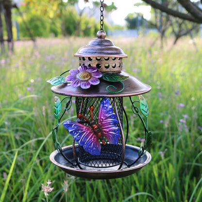 Wild Bird Feeder | Iron Mesh Hanging Dragonfly Butterfly Garden Patio