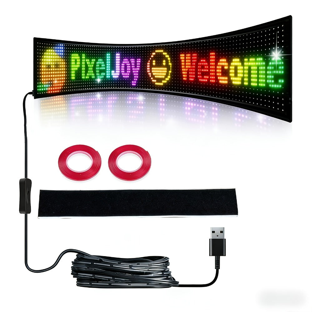 LED Matrix Panel Flexible Programmable Display - Bluetooth APP Control, USB Powered DIY LED Sign Board, Custom Text & Animation for Store Car Hotel Holiday Decoration
